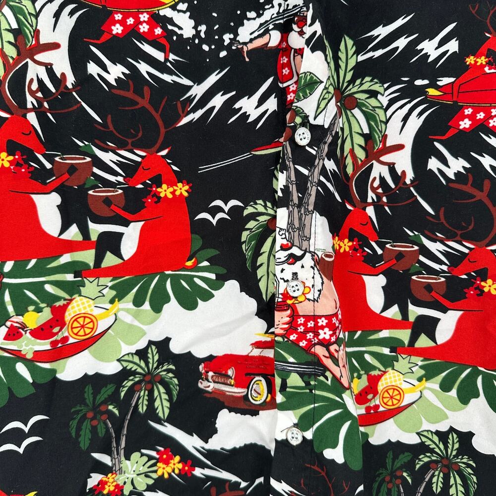 SSLR Mens Hawaiian Christmas Shirt Holiday Aloha Santa Reindeer‎ Size M Festive - Picture 2 of 9